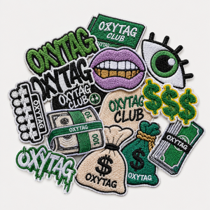 Oxytag Embroidered <b>Patch</b> Set Money Eye Lips Design <b>Sew</b>-<b>On</b> Applique <b>Patches</b> for Hoodie Customization Wholesale Rate OEM - Product Image 1