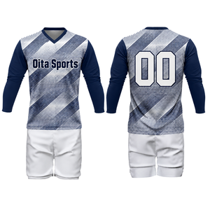 Uniforme de Voleibol Sublimado Azul Marino y Blanco para Hombre, Jersey de Manga Larga, Pantalones Cortos, Ropa Deportiva de Alto Rendimiento, Ropa para Competencia de Equipo - Product Image 1