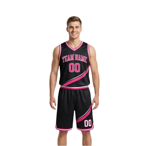 Conjunto de Uniforme de Baloncesto Sublimado Personalizado para Hombre, Jersey sin Mangas con Cuello en V, Rayas Onduladas, Nombre y Número, Pantalones Cortos a Juego, Fabricante Profesional - Product Image 1
