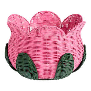 Panier à jouets en osier en forme de fleur, panier de rangement en rotin naturel, panier décoratif, joli accent floral pour la chambre d'enfant - Product Image 3