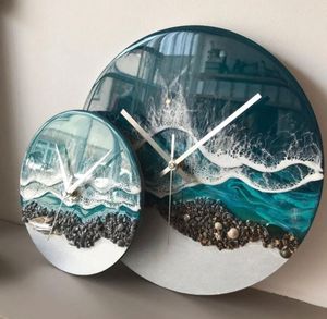 Artenza Decor Resin Ocean Wave Wall <b>Clock</b> <b>Silent</b> Sweep Needle Round Hanging <b>Clock</b> Modern Decor for Bedroom Living Room Office - Product Image 2