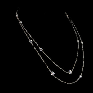 สร้อยคอเพชรทรงกลมเพาะเลี้ยงในห้องปฏิบัติการแบบซ้อนชั้น ทอง 10K 14K 18K เงิน 925 935 เครื่องประดับชั้นดี - Product Image 2