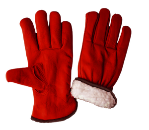 Gants de conducteur en cuir pleine fleur résistants au froid avec doublure polaire blanche, gants de protection industrielle en cuir de qualité - Product Image 6