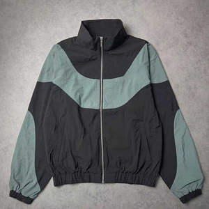 Chándal 2 en 1 para Hombre con Bloques de Color, Cremallera Completa, Cuello Redondo, Estilo Vintage, 100% Nylon, Ligero, Ropa de Verano Impermeable - Product Image 4