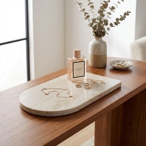 Organic Travertine <b>Vanity</b> irregular <b>Tray</b> Luxury Stone Bathroom Organizer Decorative Countertop Serving <b>Tray</b> Modern Home Decor - Product Image 2
