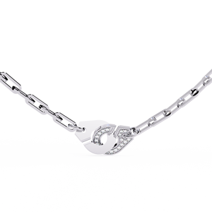 PT950 Platinum Rectangular Link Chain for Modern Women <b>Statement</b> Diamond Jewellery Collection Handcuff Diamond <b>Necklace</b> - Product Image 1