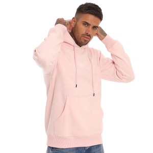 <b>Men's</b> <b>Pink</b> Hooded <b>Sweatshirt</b> Regular Fit Cotton French Terry Solid Color Casual Autumn Wear With Front Pocket - Product Image 1