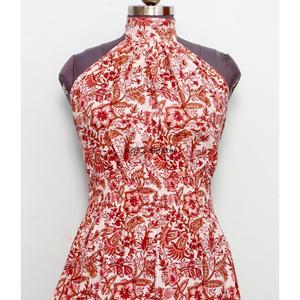 Robe longue en coton indien à col halter, imprimé floral, épaules dénudées, style bohème, décontractée, pour soirée, été, respirante, vente en gros fabricant - Product Image 6