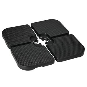 Set di 4 basi per ombrelloni da patio in HDPE da 175 libbre, nere, riempibili con acqua e sabbia, per ombrelloni offset con raggio di 3,5 m e 2,7 m - Product Image 1