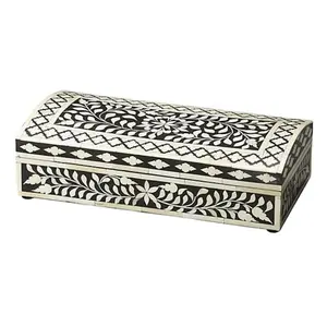 100% migliore qualità fatta a mano con motivo floreale nero intarsiato portagioie Vanity Box di Shahrukh Handicrafts per la vendita calda