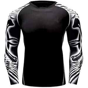 Chemises de compression pour hommes, écologiques, pour la gym et le fitness, en polyester et coton, séchage rapide, respirantes, manches longues, tailles et couleurs personnalisables - Product Image 1