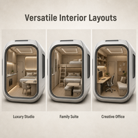 Maison capsule spatiale préfabriquée moderne de luxe, villa futuriste extensible pour les éco-resorts et le glamping