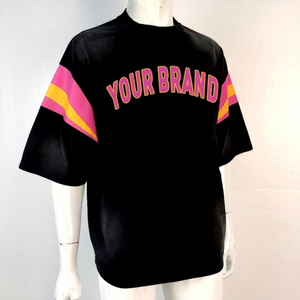 Custom Puff Print Black <b>T</b>-<b>Shirt</b> Heavyweight Sleeve <b>Striped</b> <b>Men</b> Oversized Streetwear Tee Drop Shoulder Cotton Graphic Top - Product Image 1