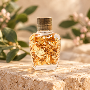 Agua de Aniación Premium en Envase de Vidrio Soplado a Mano con Escamas Doradas, para Uso Religioso, Pooja y Ceremonias Espirituales - Product Image 5