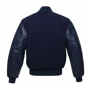 <b>Men's</b> Blue <b>White</b> Varsity <b>Jacket</b> Preppy Style Regular Fit Turn-down Collar Button Closure wool Shell Autumn Wear - Product Image 2