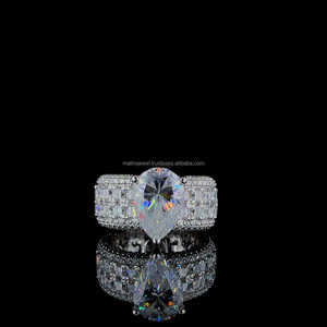 Poire classique et Asscher et coupe ronde bijoux en diamant complet femmes bague de fiançailles en argent 925 - Product Image 3