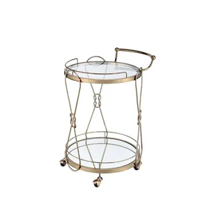 Premium Handmade Metal Multi Tier Storage Trolley with Powder Coated Steel Frame Lockable <b>Wheels</b> Elegant Handmade Finish and - Product Image 1