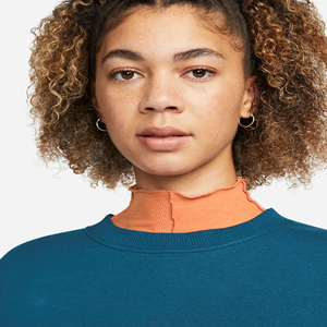 Sudadera Oversize de Cuello Redondo para Mujer, Color Sólido, Tejido de Algodón Transpirable, para Otoño, Azul - Product Image 2