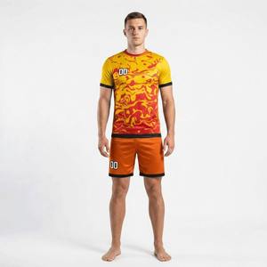 Nouvel ensemble maillot de football unisexe personnalisé avec logo, respirant, séchage rapide, tenue d'équipe personnalisée avec nom, y compris short, 100% coton - Product Image 3