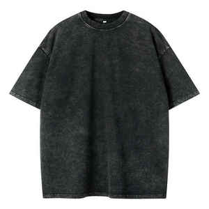 เสื้อยืดแฟชั่นฤดูร้อนทรงโอเวอร์ไซส์ ล้างสีแบบแอซิดวอช สไตล์วินเทจ สตรีทแวร์  โลโก้สั่งทำ ผ้าฝ้าย สำหรับผู้ชาย - Product Image 2