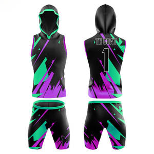 Ensemble de maillots de basket-ball personnalisés noir rose vert, impression par sublimation, polyester respirant, uniforme d'entraînement pour hommes adultes - Product Image 4