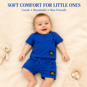 Ensemble t-shirt et short en coton tricoté unisexe à manches longues, couleur personnalisée, tenue décontractée d'été pour enfants - Product Image 3