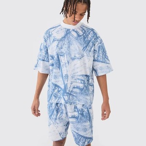 เสื้อยืดคอกลมโอเวอร์ไซส์ แขนสั้น ผ้าเจอร์ซีย์คอตตอน สีพื้น ย้อมสีเรียบ ทรงพอดีตัว สำหรับผู้ชาย - Product Image 1