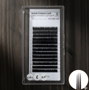 Pestañas de Anime fibra coreana 0,05mm 8-18mm KC certificado J JC C D + L Curl extensiones de pestañas de volumen texturizado con punta mixta - Product Image 1