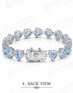 Pulsera de tenis de lujo con diamantes en forma de corazón en oro blanco de 18K, engaste de línea continua premium, regalo romántico y elegante - Product Image 5