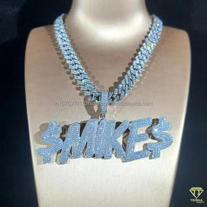 Luxury Moissanite Diamond " CASH " Letter Pendant With Cuban Chain Full Iced Out Hip Hop Necklace Jewelry - Product Image 6