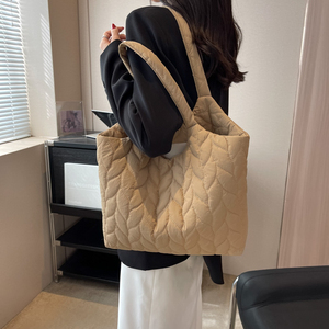 2026 Trendy Nylon Puffer Tote <b>Bag</b> for Women <b>Large</b> Quilted Shoulder <b>Bag</b> Zipper Closure Embroidery All Seasons Work Travel Tote - Product Image 3