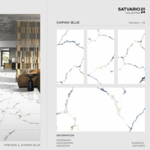 Azulejos de porcelana Satvario con aspecto de mármol de 60x120 cm, azulejos de gran tamaño para casas de lujo, apartamentos y proyectos comerciales. - Product Image 1