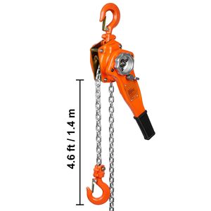 Hand-Operated 5ft Length Chain Lift <b>Hoist</b> 1650 Lbs Load Capacity G80 Zinc-Coated Steel Dual-Pawl Brake System Automatic Chain - Product Image 4