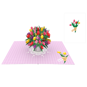 Tarjeta de Felicitación Hecha a Mano de Papel Origami con Diseño 3D de Vagón de Pansies, Fabricada en Vietnam, Venta al por Mayor ODM/OEM - Product Image 1