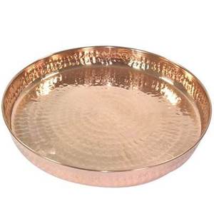 Handmade Copper Steel Thali by Wholesale Manufacturer Hammered Design Plate for Wedding & Dinner Glass & Steel Bowl <b>Set</b> - Product Image 4