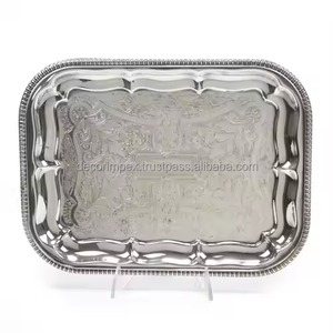 Bandeja decorativa de aluminio de alta calidad con artesanía fina para exhibir artículos de decoración del hogar frutas o necesidades de presentación de eventos - Product Image 1
