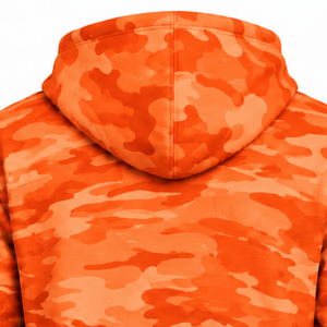 <b>Orange</b> Camo Pullover <b>Hoodie</b> <b>Men</b> Custom Printed Camouflage Sweatshirt Kangaroo Pocket Long Sleeve Casual Athletic Streetwear Top - Product Image 4