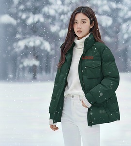 Women's Burgundy Quilted Jacket <b>Stand</b> Collar Full Sleeve Polyester Wadding Windproof Winter Coat With Logo Front - Product Image 3