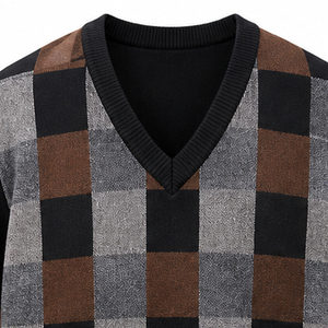<b>Men's</b> Black Knitted <b>Pullover</b> Sweater Solid Color Regular Sleeve Autumn Wear High Quality Breathable O Neck Knitted Sweaters - Product Image 2