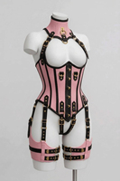 Ensemble Corset Gothique en Similicuir Écologique Respirant avec Dentelle pour Femme – Qualité Supérieure, Modèle Overbust