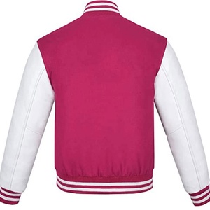 Custom <b>Mens</b> Wool & Leather Varsity Letterman Jacket Embroidered Logo Baggy Fit Striped Ribbed Baseball College Jacket - Product Image 4