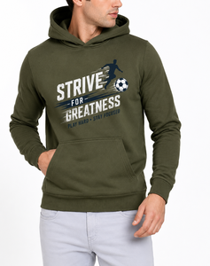เสื้อฮู้ดสีเขียวมะกอกสำหรับผู้ชาย ลายอนิเมะ Strive Greatness พิมพ์ลายฟุตบอล สวมใส่สบายๆ ในฤดูใบไม้ร่วง ผลิตจากผ้าโพลีเอสเตอร์ถัก 100% - Product Image 6