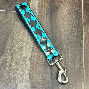 2025 New Customized Genuine Leather Traffic <b>Padded</b> Handle Heavy Duty Short Checkered Pattern Lead for Training Control Dog Leash - Product Image 6