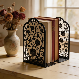 Serre-livres en métal motif vigne de roses gothiques, décoratifs, à motifs floraux, romantiques, organisateurs de livres botaniques pour la maison, la bibliothèque et le bureau - Product Image 4