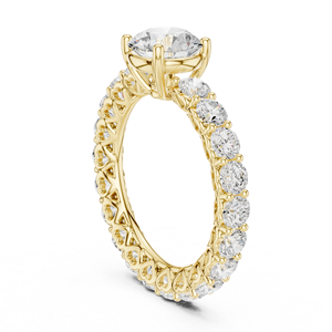 แหวนเพชรทองคำขาวสไตล์วินเทจ ประดับเพชรรูปไข่และทรงกลมแบบ Eternity Band ของขวัญเครื่องประดับ แหวนหมั้นเพชรทองคำขาว - Product Image 3