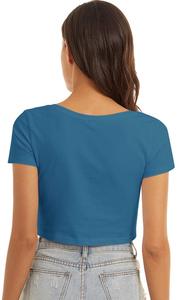 Crop top femme au design très demandé, avec logo frontal, en tissu éco-responsable, respirant, Spandex/Coton, anti-plis, dernière collection, best-seller - Product Image 4