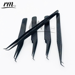 RMI Best Selling Russian Volume Titanium Black Plasma Color Eyelash Tweezers Solid Stainless Steel 90 Degree <b>Boot</b> Lash Tweezers - Product Image 2