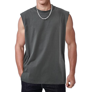 Camiseta sin mangas 100% algodón para hombre, chaleco básico transpirable, camiseta de fitness de verano, venta al por mayor OEM - Product Image 3