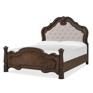 Ensemble de chambre à coucher en bois de style traditionnel Java Furni Craft, taille Queen, avec rangement, détails sculptés à la main, finition brun foncé - Product Image 2