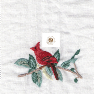 Serviette en lin avec motif d'oiseaux et de fleurs, un look frais qui rehausse la décoration de table moderne. - Product Image 3